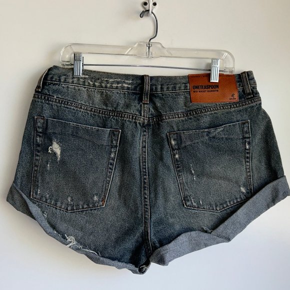 NWT One Teaspoon Bandits Jean Shorts Size 32  Memphis Distressed Mid Waist - Picture 6 of 14